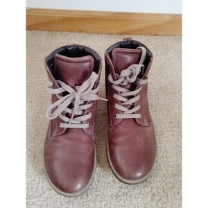 ECCO Track 6 Brown Leather Ankle Boots Lace‑Up‎ Comfort Women 6.5 / 37 Preppy